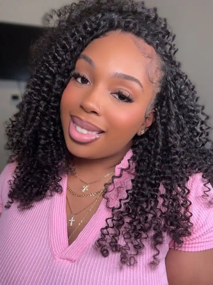 Double Drawn Burmese Curly with Spiral Ends Feather Crochet Hair FE33