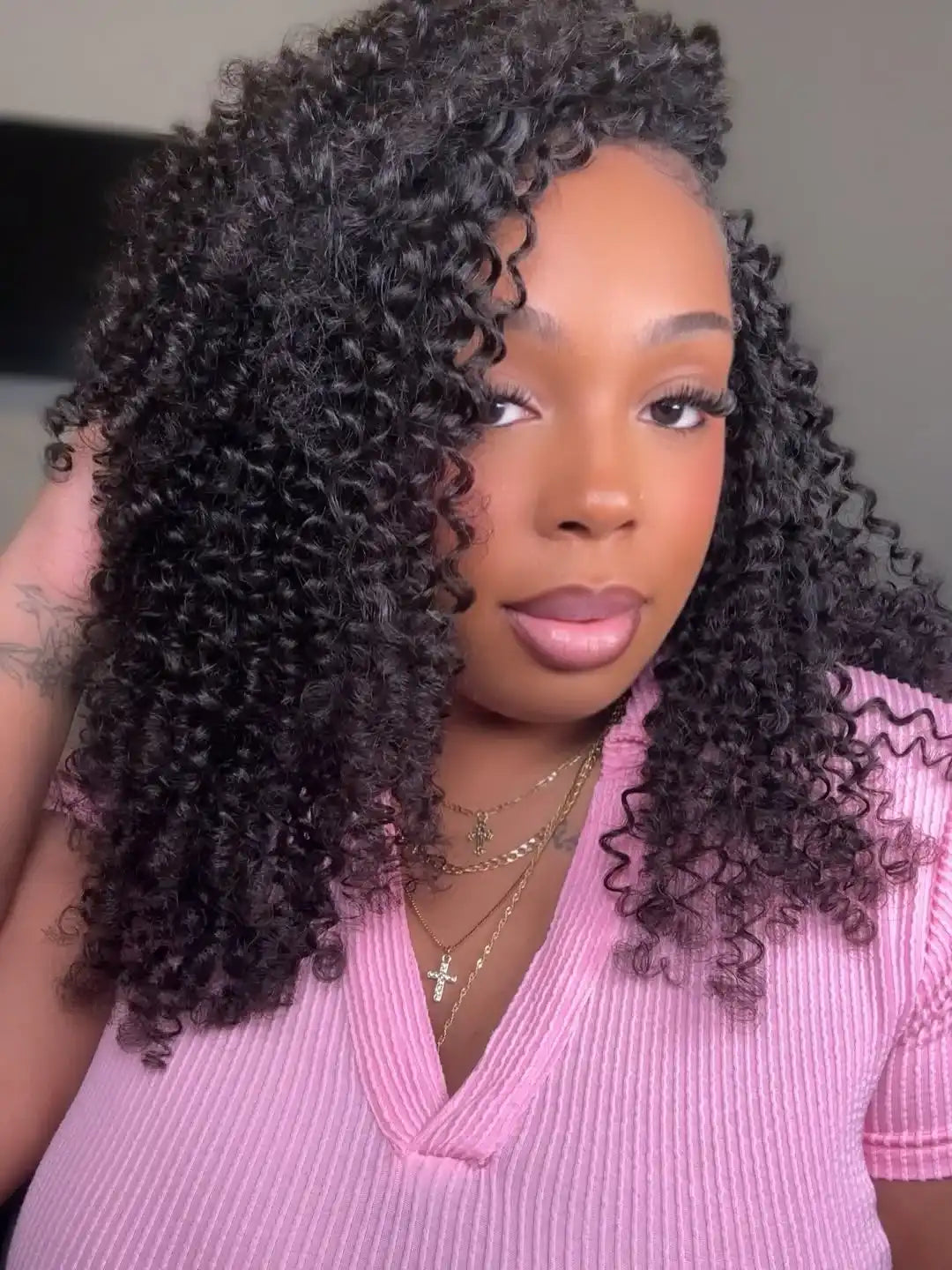 Double Drawn Burmese Curly with Spiral Ends Feather Crochet Hair FE33