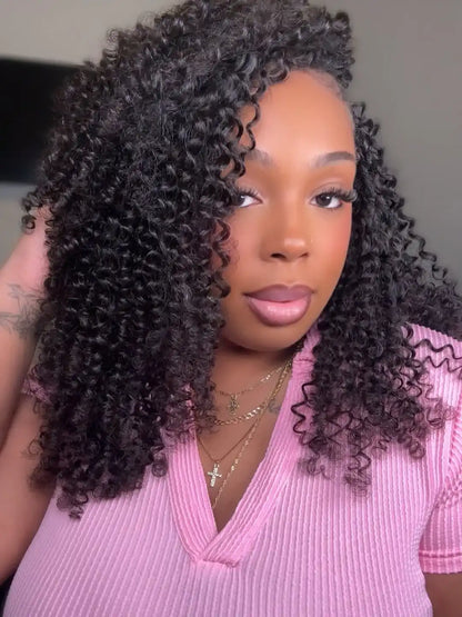 Double Drawn Burmese Curly with Spiral Ends Feather Crochet Hair FE33
