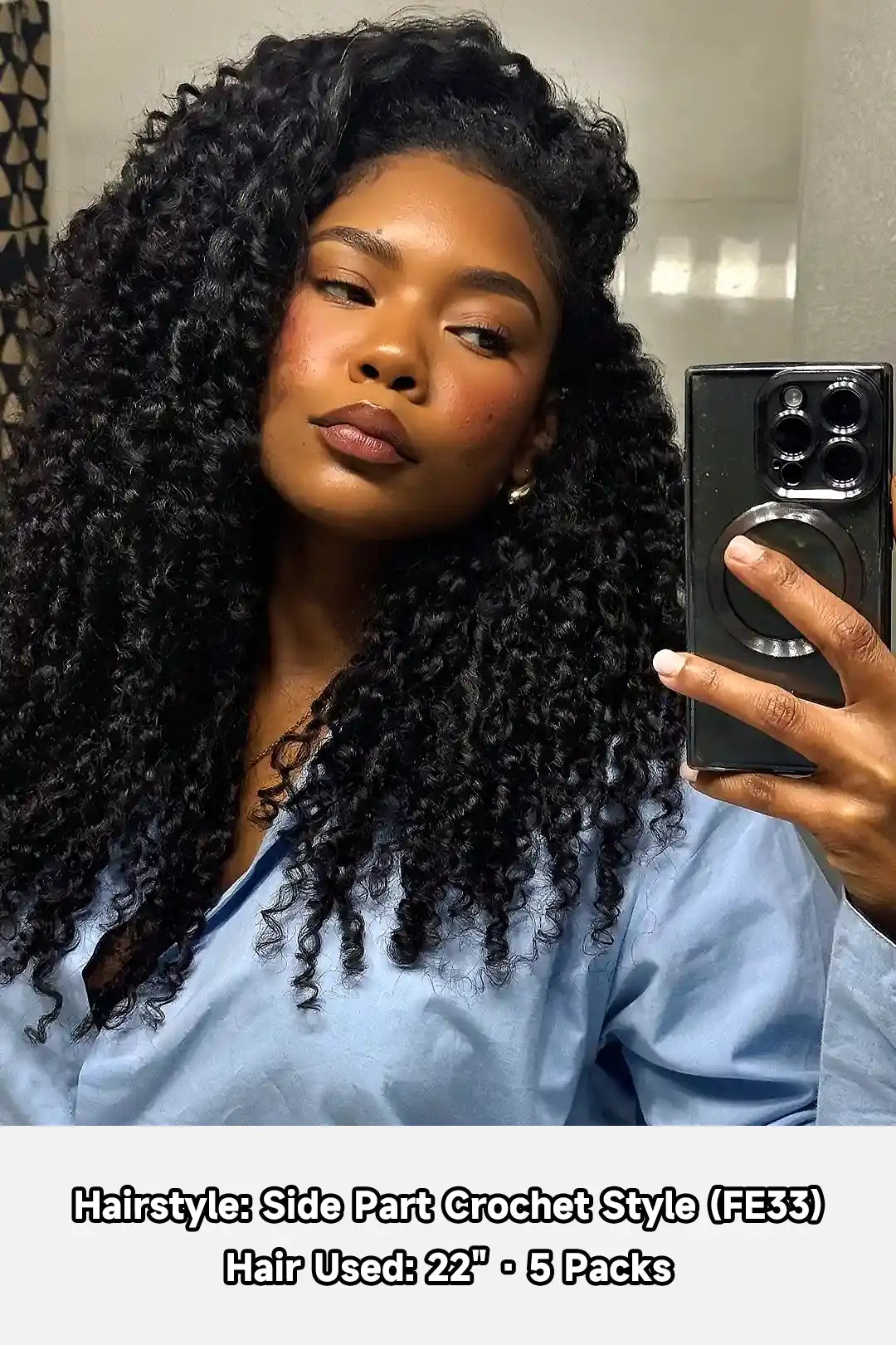 Double Drawn Burmese Curly with Spiral Ends Feather Crochet Hair FE33