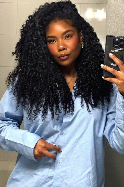 Double Drawn Burmese Curly with Spiral Ends Feather Crochet Hair FE33