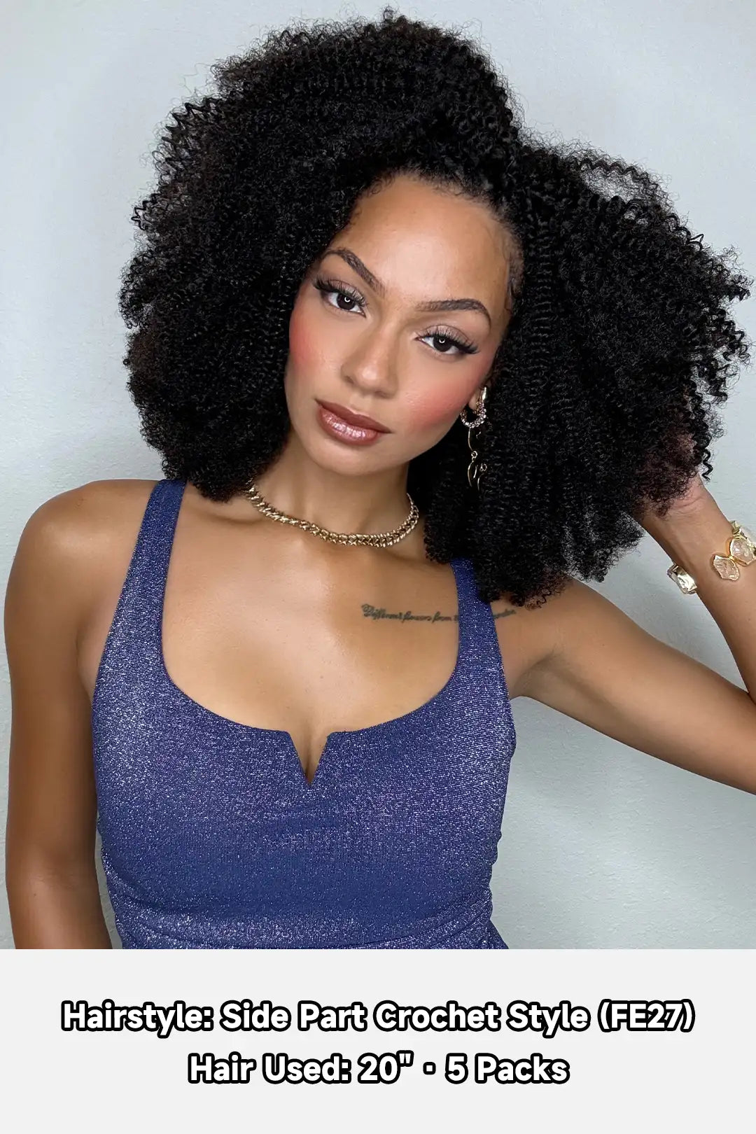 Double Drawn Feather Crochet Hair Afro Kinky Curly Human Hair FE27