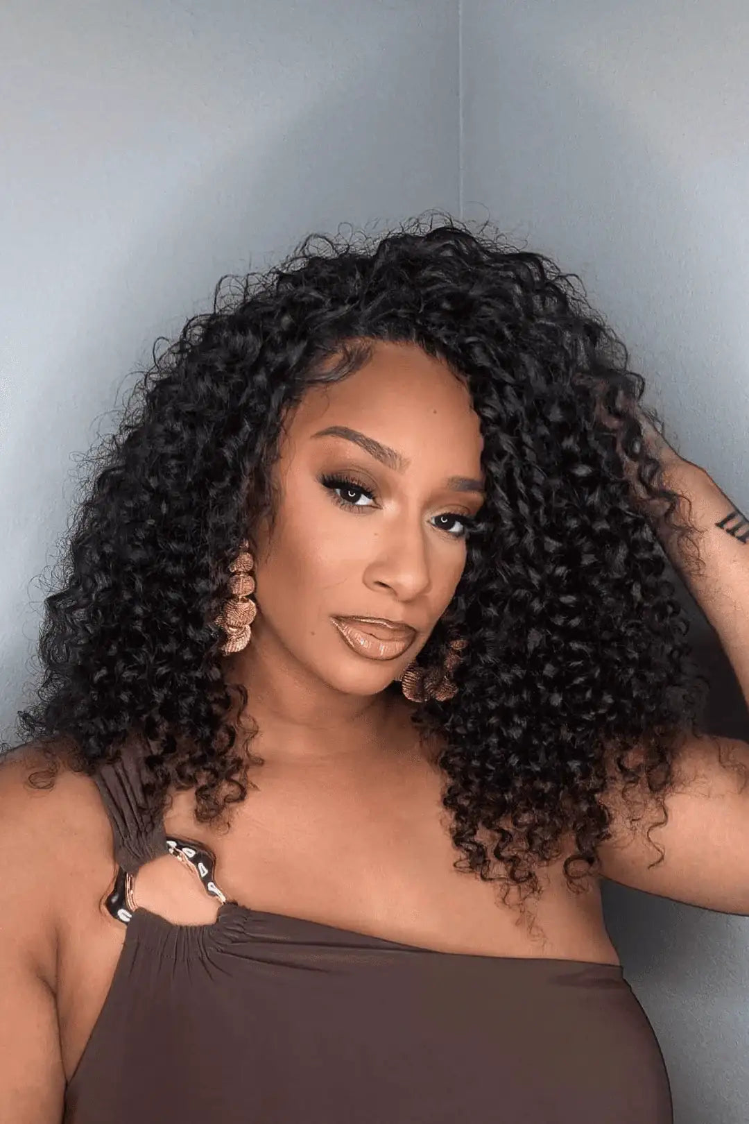 Double Drawn Feather Crochet Hair Extension Deep Wave Human Hair FE21