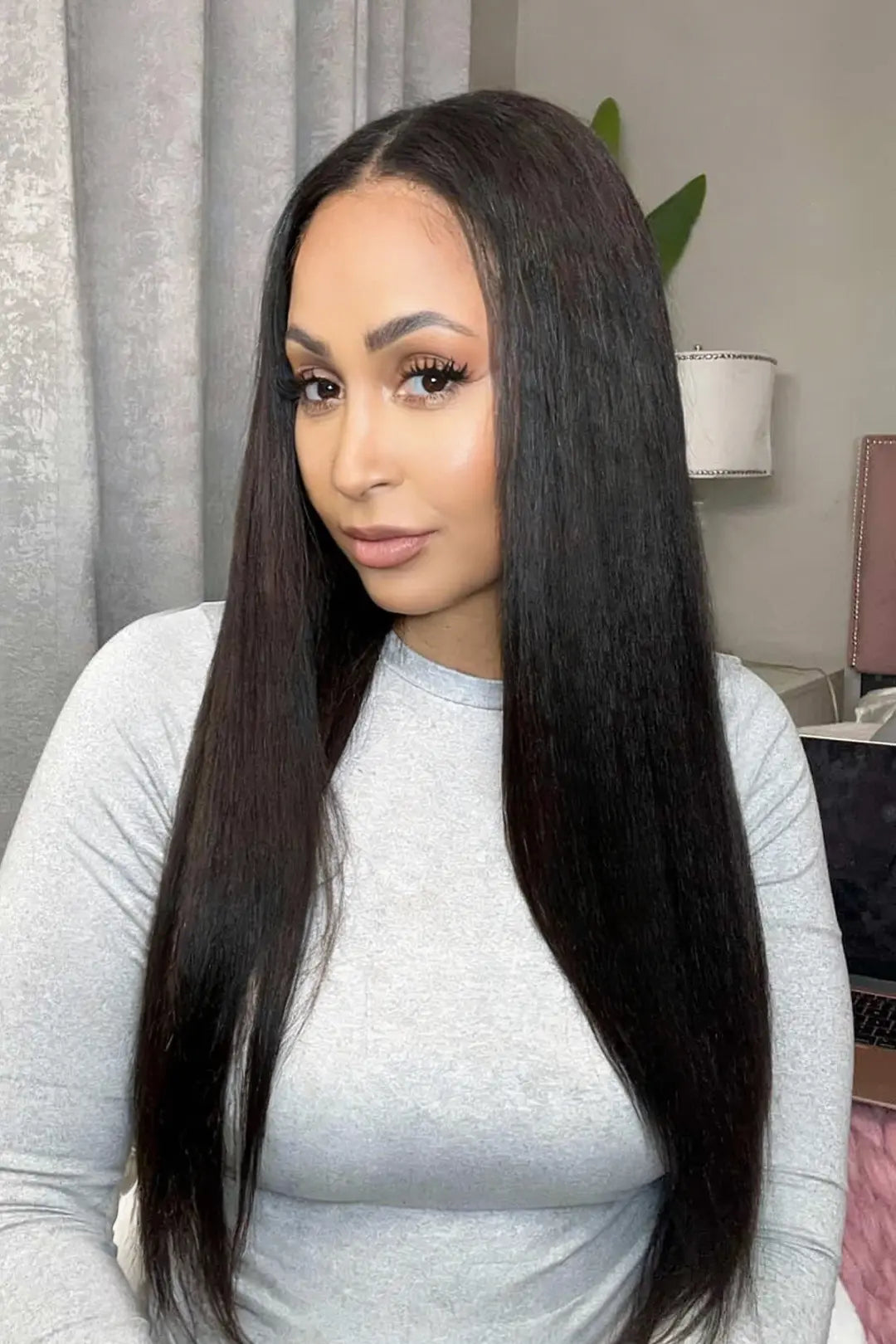 Double Drawn Feather Crochet Hair Kinky Straight Human Hair FE29