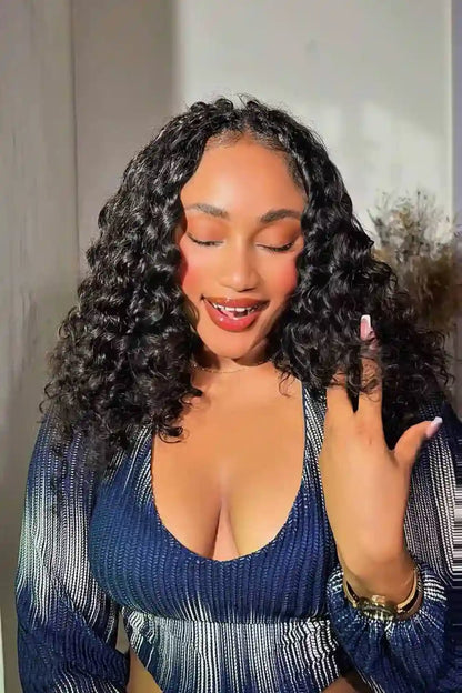 Double Drawn Feather Crochet Hair Loose Deep Wave Human Hair FE25
