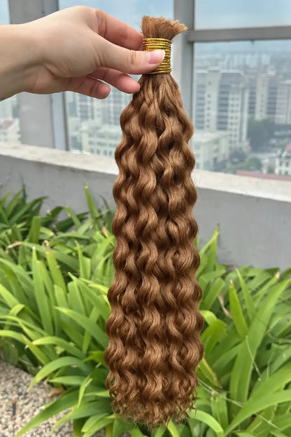 Double Drawn Light Auburn #30a Color Water Wave Bulk Hair BU44