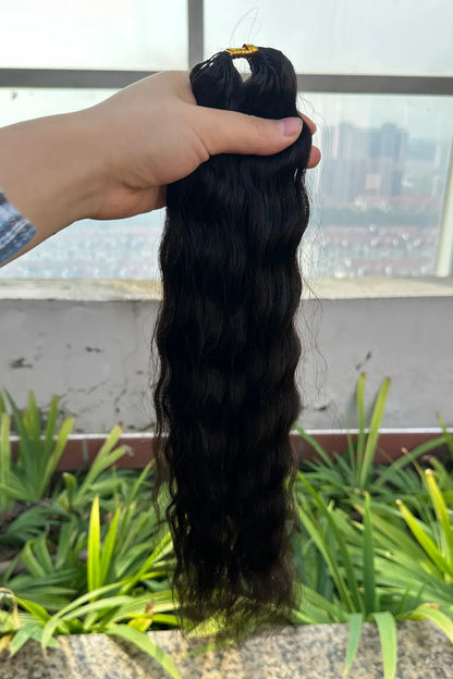 Double Drawn Feather Crochet Hair Wet and Wavy Human Hair FE26