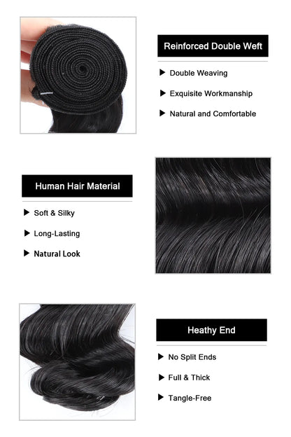 Brazilian Hair Bundles Sew in Extensions Loose Wave