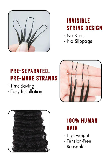 Double Drawn Burmese Curly with Spiral Ends Feather Crochet Hair FE33