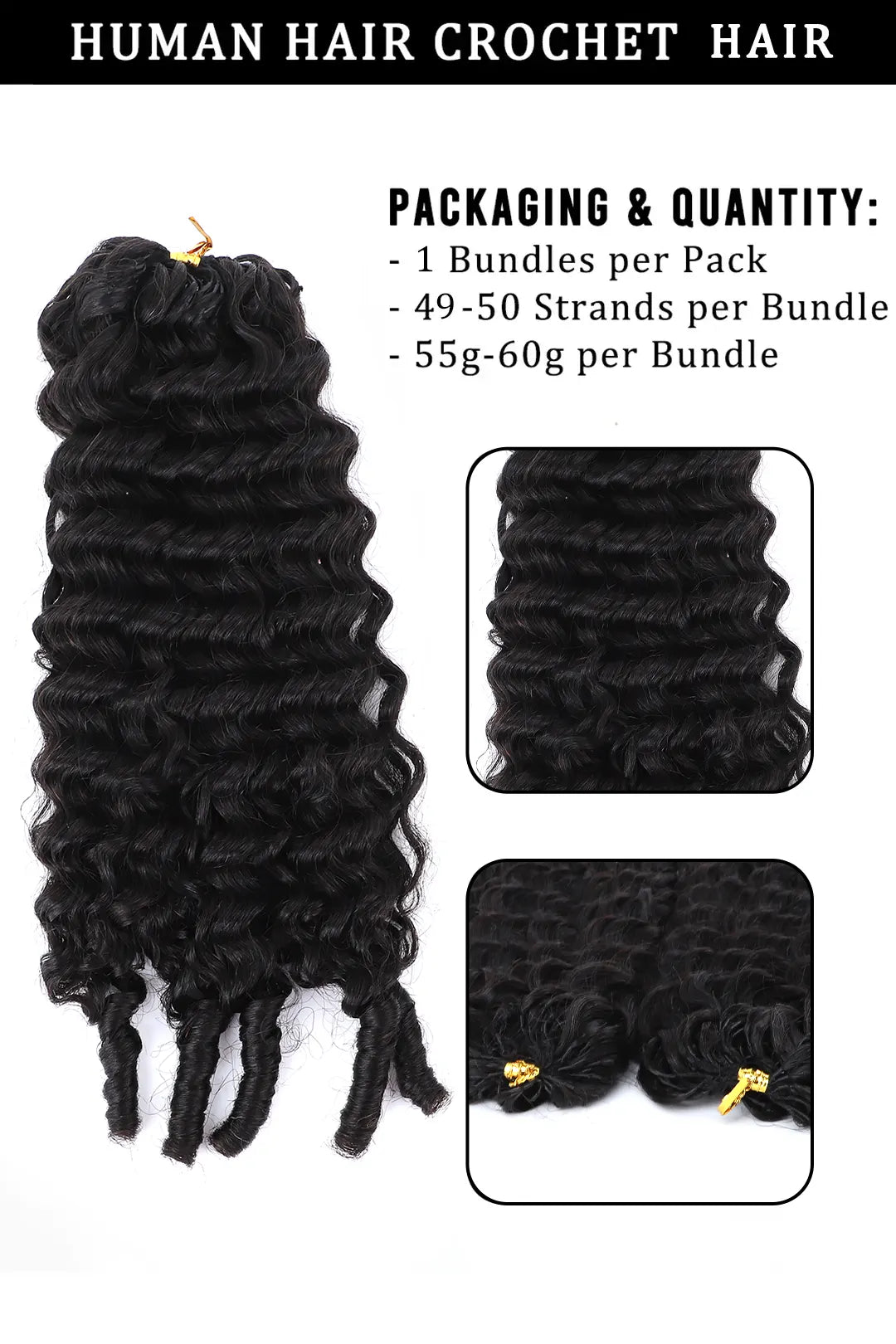 Double Drawn Burmese Curly with Spiral Ends Feather Crochet Hair FE33