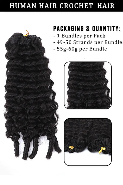Double Drawn Burmese Curly with Spiral Ends Feather Crochet Hair FE33