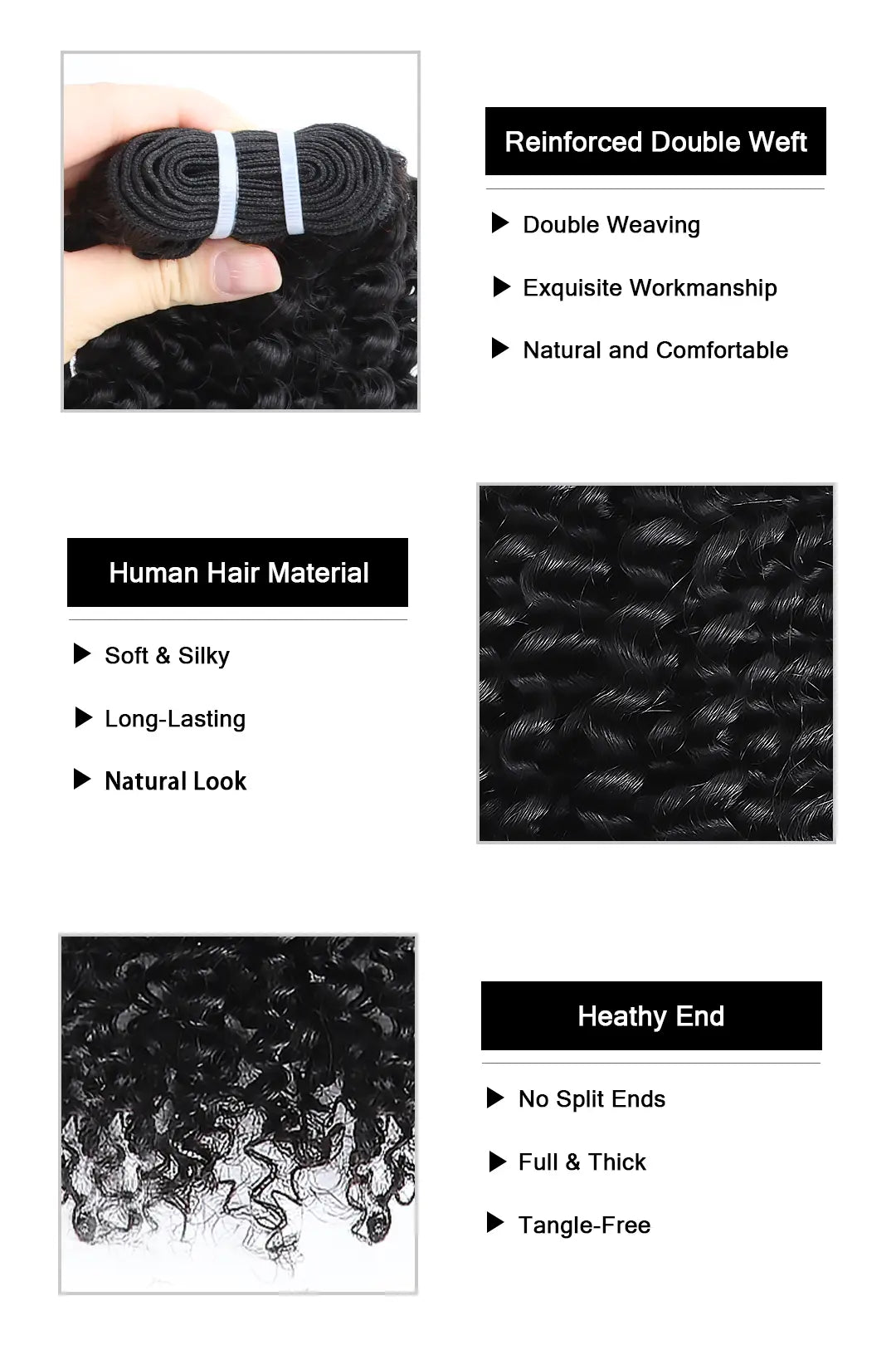 Cambodia Virgin Hair Bundles Sew in Extensions Kinky Curly
