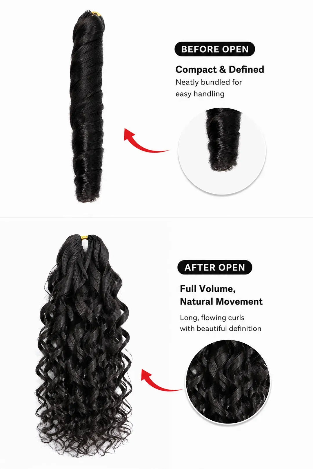 Double Drawn Feather Crochet Hair Extension French Curl Human Hair