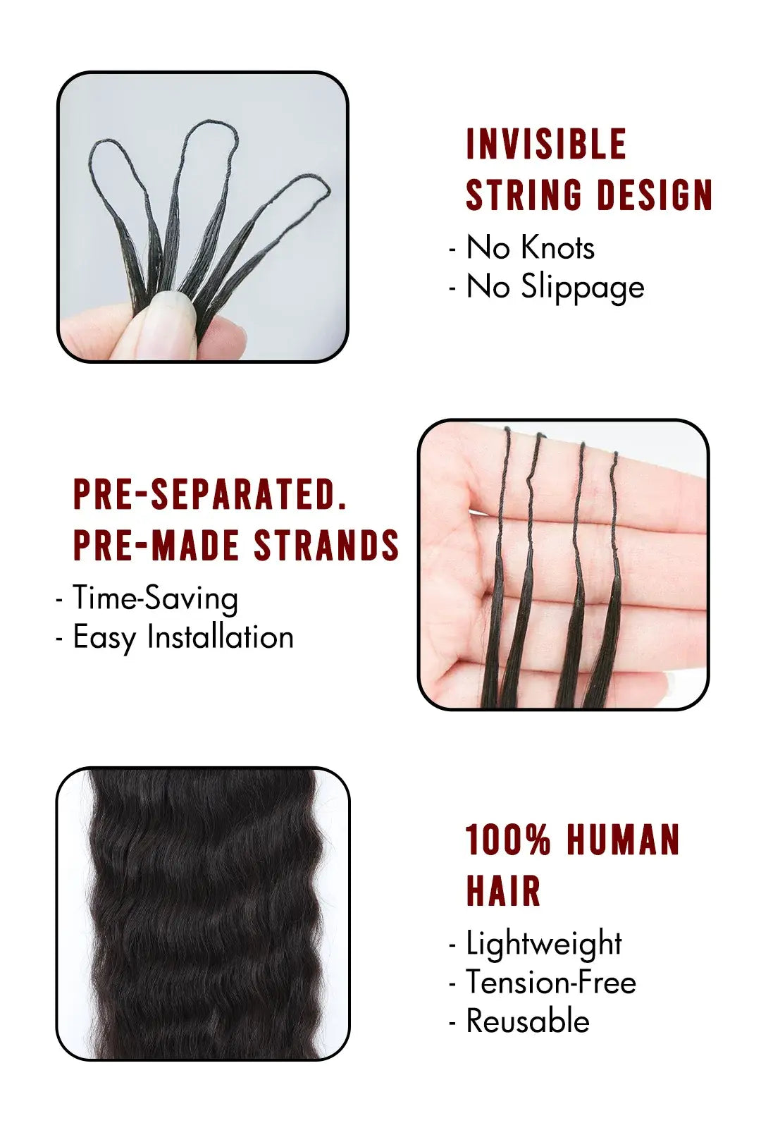 Double Drawn Feather Crochet Hair Wet and Wavy Human Hair FE26