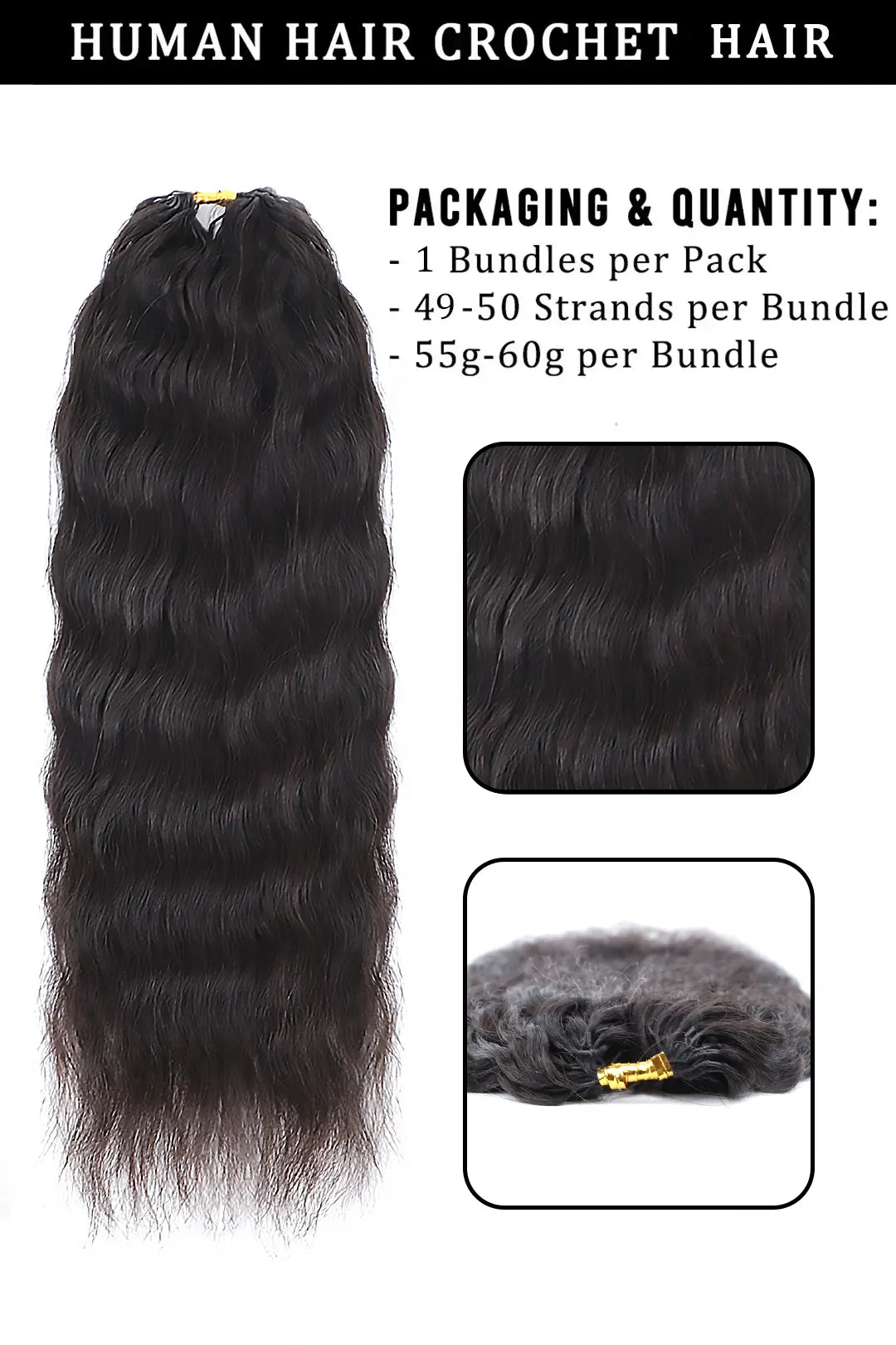 Double Drawn Feather Crochet Hair Wet and Wavy Human Hair FE26