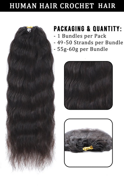 Double Drawn Feather Crochet Hair Wet and Wavy Human Hair FE26
