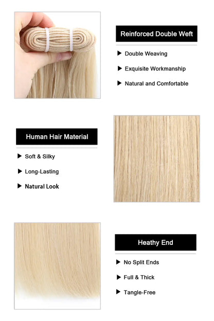 Platinum Blonde Bundles #60A Sew-in Extensions Straight Virgin Hair