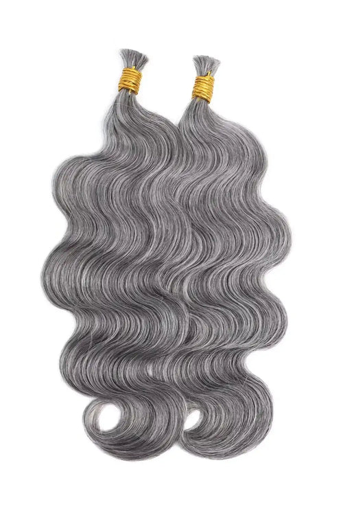 Salt and Pepper Bulk Hair Body Wave for Braiding 70% Gray BU75
