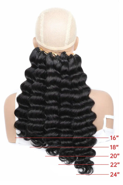 Double Drawn Feather Crochet Hair Loose Deep Wave Human Hair FE25