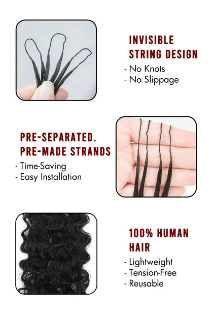 Double Drawn Water Deep Wave Feather Crochet Human Hair FE32