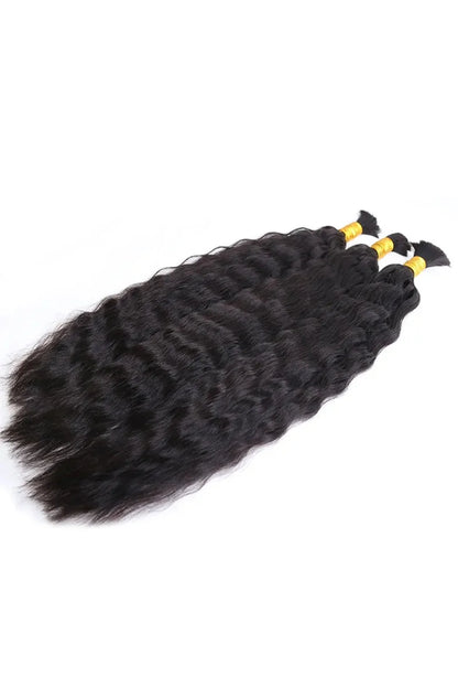 Double Drawn Wet & Wave Bulk Hair For Braiding Natural Black BU27