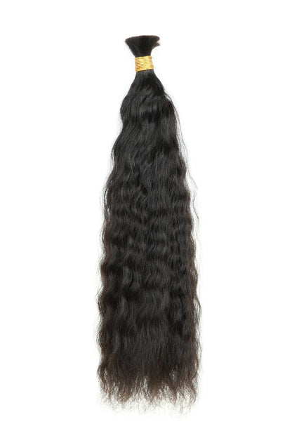 Double Drawn Wet & Wave Bulk Hair For Braiding Natural Black BU27