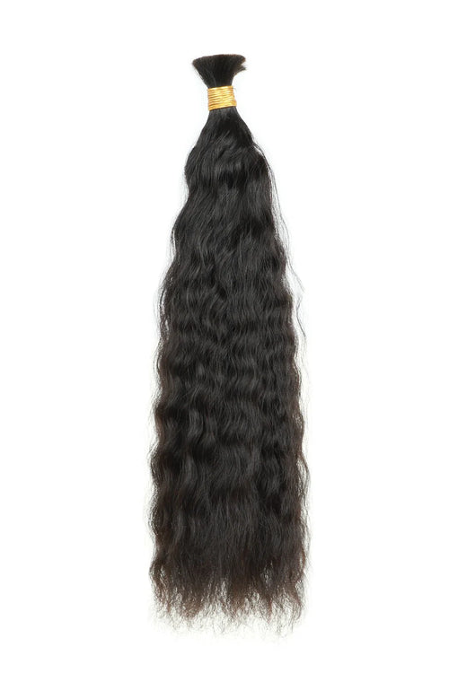 Double Drawn Wet & Wave Bulk Hair For Braiding Natural Black BU27
