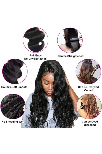 Cambodia Virgin Hair Bundles Sew in Extensions Body Wave