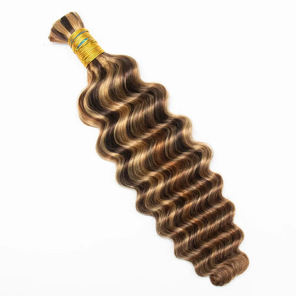 #4/#27/#30 Mix Color Blend Deep Wave Bulk Human Braiding Hair