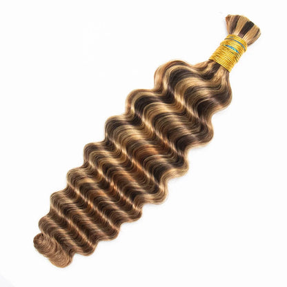 #4/#27/#30 Mix Color Blend Deep Wave Bulk Human Braiding Hair