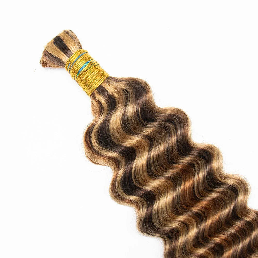 #4/#27/#30 Mix Color Blend Deep Wave Bulk Human Braiding Hair