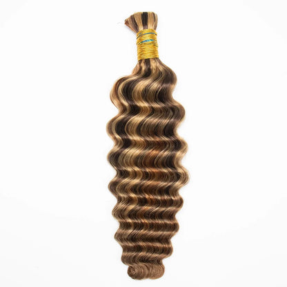 #4/#27/#30 Mix Color Blend Deep Wave Bulk Human Braiding Hair