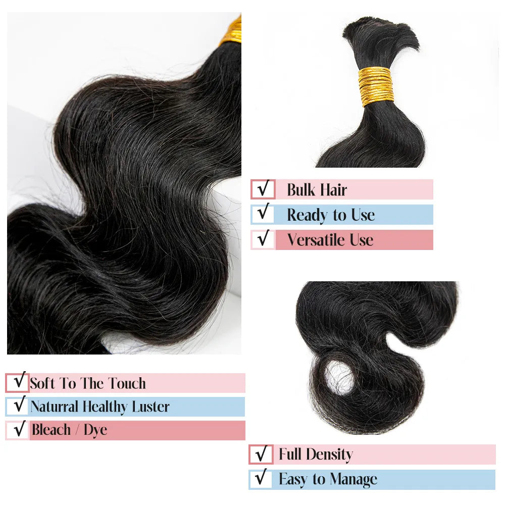 Body Wave Bulk Hair Extensions for Braiding