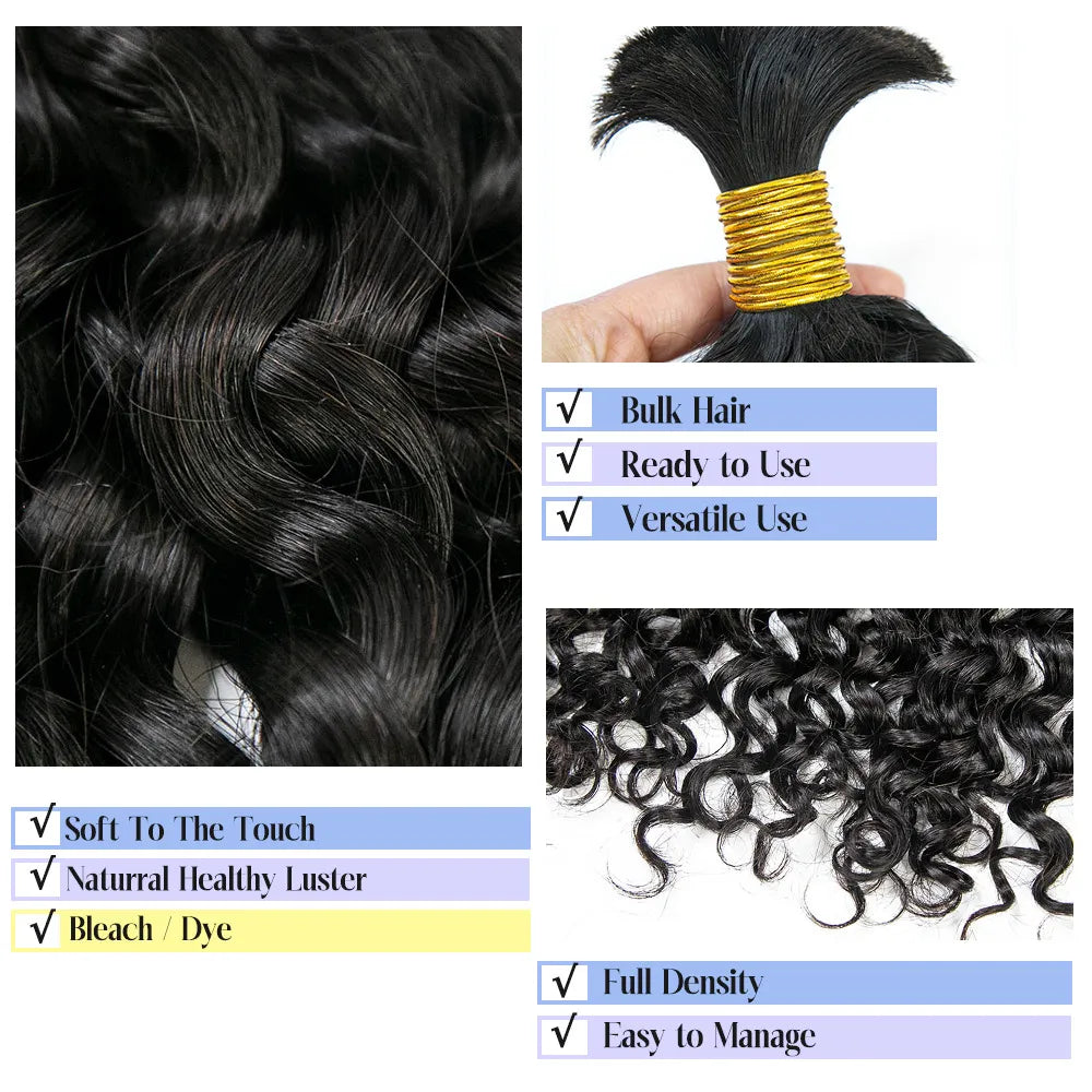 Water Wave Bulk Hair Extensions for Boho Knotless Braiding